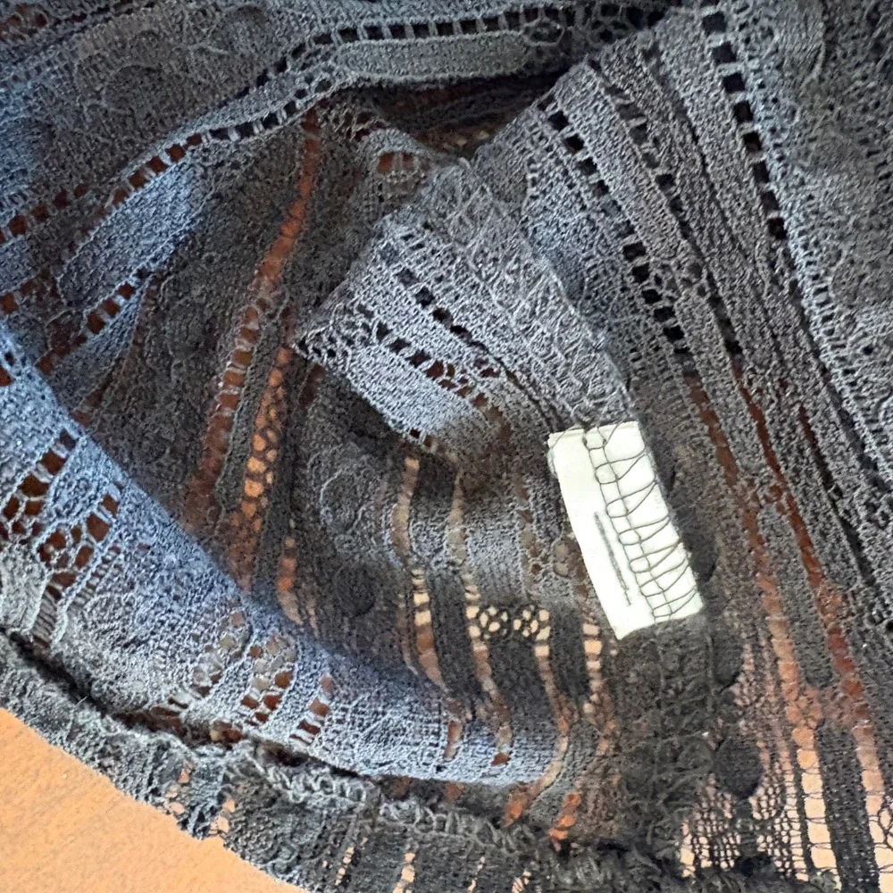 Zara Black Lace Top Medium Whimsigoth Sheer Ruffle Tiered Blouse M‎